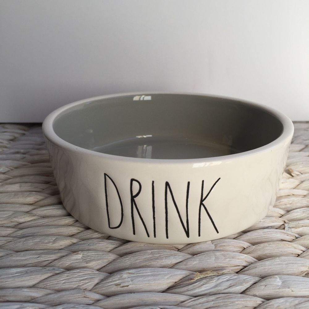 RAE DUNN MAGENTA DRINK BOWL GRAY INTERIOR 4 INCH